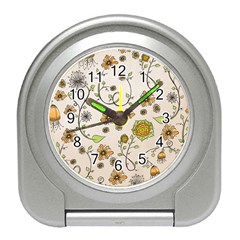 Yellow Whimsical Flowers  Desk Alarm Clock by Zandiepants