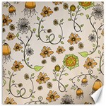 Yellow Whimsical Flowers  Canvas 12  x 12  (Unframed) 11.4 x11.56  Canvas - 1