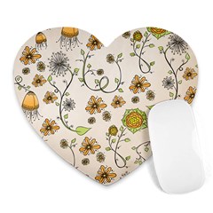 Yellow Whimsical Flowers  Mouse Pad (heart) by Zandiepants