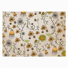 Yellow Whimsical Flowers  Glasses Cloth (large, Two Sided) by Zandiepants