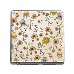 Yellow Whimsical Flowers  Memory Card Reader With Storage (square) by Zandiepants