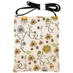 Yellow Whimsical Flowers  Shoulder Sling Bag by Zandiepants