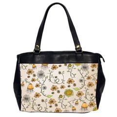 Yellow Whimsical Flowers  Oversize Office Handbag (two Sides) by Zandiepants