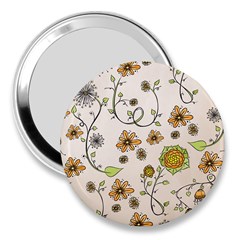 Yellow Whimsical Flowers  3  Handbag Mirror by Zandiepants