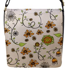 Yellow Whimsical Flowers  Flap Closure Messenger Bag (small)