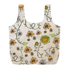 Yellow Whimsical Flowers  Reusable Bag (l) by Zandiepants