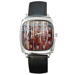 Automn Swamp Square Leather Watch by cgar