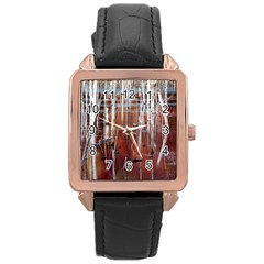 Automn Swamp Rose Gold Leather Watch  by cgar