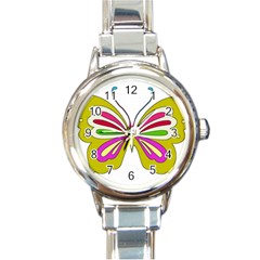 Color Butterfly  Round Italian Charm Watch by Colorfulart23