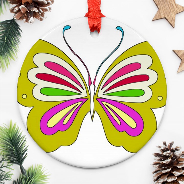 Color Butterfly  Round Ornament