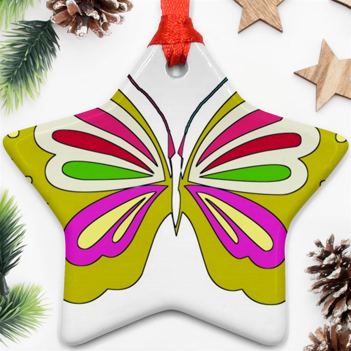 Color Butterfly  Star Ornament