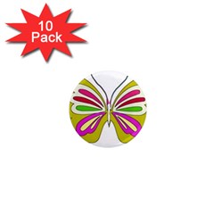 Color Butterfly  1  Mini Button Magnet (10 Pack)