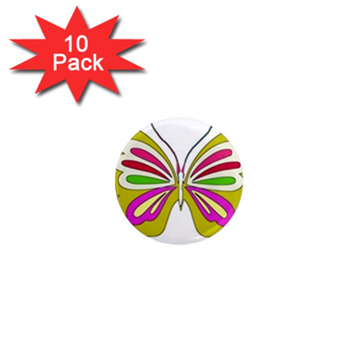 Color Butterfly  1  Mini Button Magnet (10 pack)