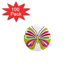 Color Butterfly  1  Mini Button Magnet (100 Pack) by Colorfulart23