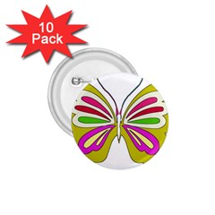 Color Butterfly  1 75  Button (10 Pack)