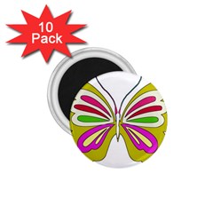 Color Butterfly  1 75  Button Magnet (10 Pack) by Colorfulart23