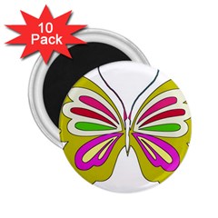 Color Butterfly  2 25  Button Magnet (10 Pack) by Colorfulart23