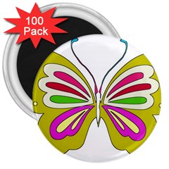 Color Butterfly  3  Button Magnet (100 Pack) by Colorfulart23