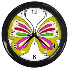 Color Butterfly  Wall Clock (black) by Colorfulart23