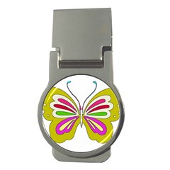 Color Butterfly  Money Clip (round)