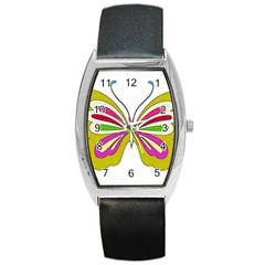 Color Butterfly  Tonneau Leather Watch by Colorfulart23