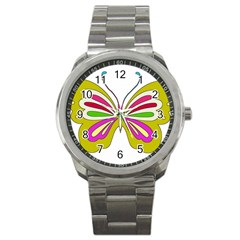 Color Butterfly  Sport Metal Watch by Colorfulart23