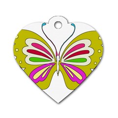 Color Butterfly  Dog Tag Heart (two Sided) by Colorfulart23