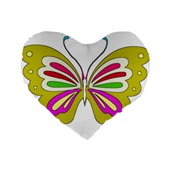 Color Butterfly  16  Premium Heart Shape Cushion  by Colorfulart23