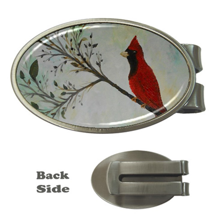 Sweet Red Cardinal Money Clip (Oval)