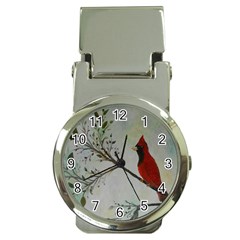 Sweet Red Cardinal Money Clip With Watch by rokinronda