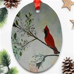 Sweet Red Cardinal Oval Ornament (Two Sides) Back