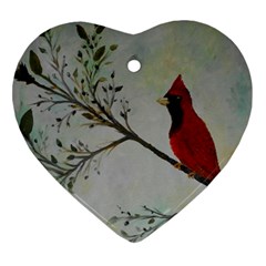 Sweet Red Cardinal Heart Ornament (two Sides)