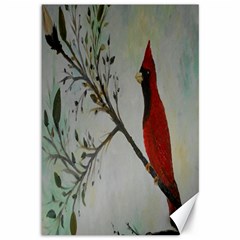 Sweet Red Cardinal Canvas 12  X 18  (unframed) by rokinronda