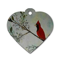 Sweet Red Cardinal Dog Tag Heart (two Sided)