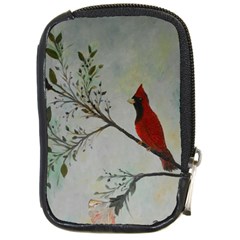 Sweet Red Cardinal Compact Camera Leather Case by rokinronda