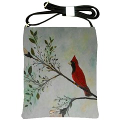 Sweet Red Cardinal Shoulder Sling Bag by rokinronda