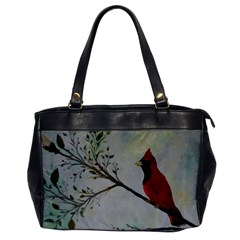 Sweet Red Cardinal Oversize Office Handbag (one Side) by rokinronda