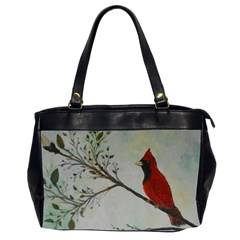 Sweet Red Cardinal Oversize Office Handbag (two Sides) by rokinronda