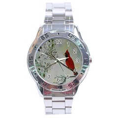 Sweet Red Cardinal Stainless Steel Watch by rokinronda