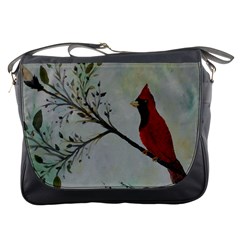 Sweet Red Cardinal Messenger Bag by rokinronda