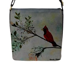 Sweet Red Cardinal Flap Closure Messenger Bag (large) by rokinronda