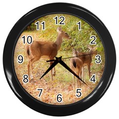 Deer In Nature Wall Clock (black)