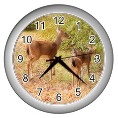 Deer In Nature Wall Clock (silver)