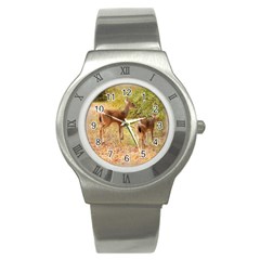 Deer In Nature Stainless Steel Watch (slim) by uniquedesignsbycassie