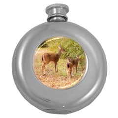 Deer In Nature Hip Flask (round) by uniquedesignsbycassie