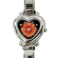 Flaming Sun Heart Italian Charm Watch  by Zandiepants