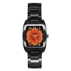 Flaming Sun Stainless Steel Barrel Watch by Zandiepants