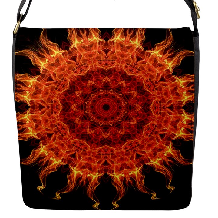 Flaming Sun Flap Closure Messenger Bag (Small)