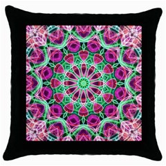 Flower Garden Black Throw Pillow Case by Zandiepants