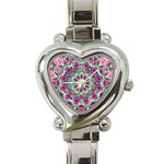 Flower Garden Heart Italian Charm Watch  Front